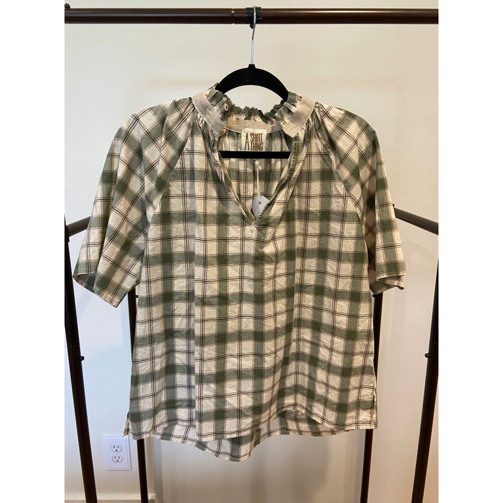 A Shirt Thing Margot Short Sleeve Blouse size L large